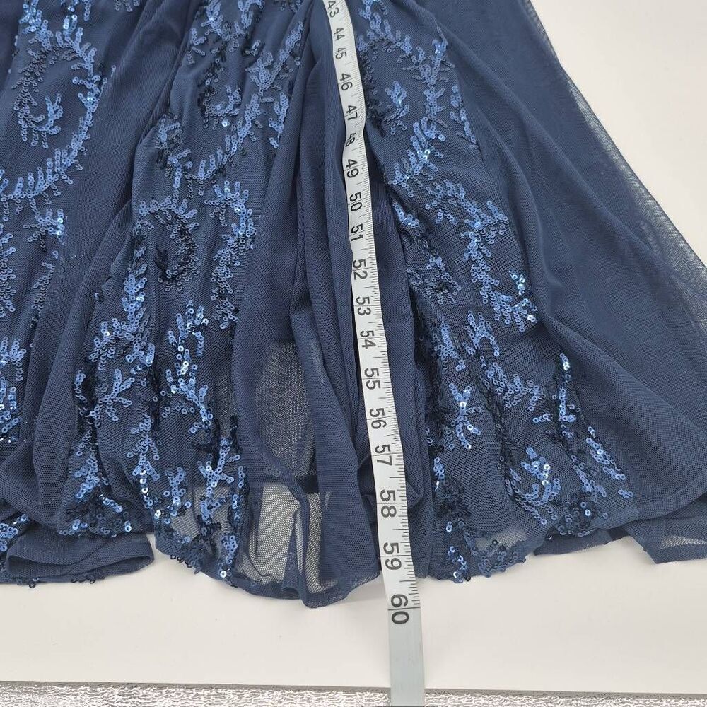 R & M Richards Embellished Sequined Evening Gown Size 14 Navy Blue - Picture 11 of 14
